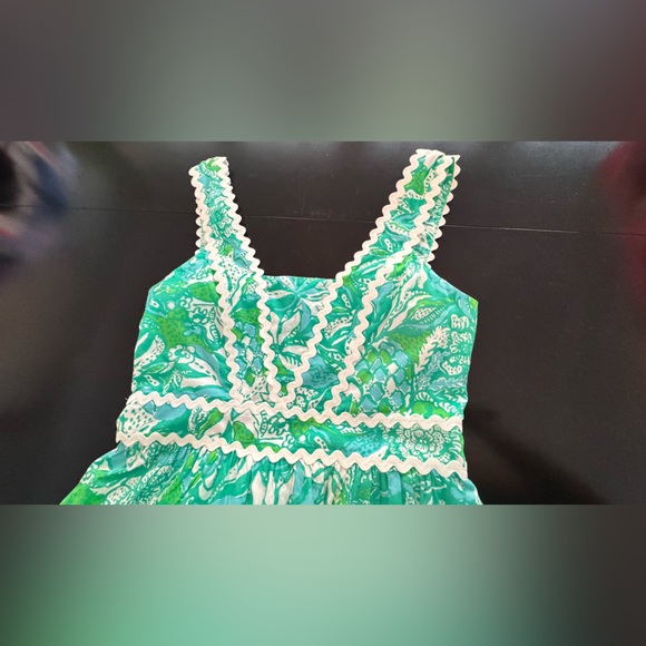 Lilly Pulitzer Pollie Cotton Midi Dress in Botanical Green Safari Print. - Picture 12 of 13